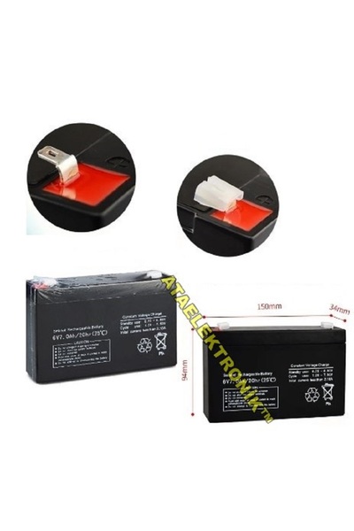 ATAELEKTRONİK Pilsan Uyumlu Çocuk Oyuncak Akülü Araba 6v 7 Ah - 6 Volt 7 Ampe...