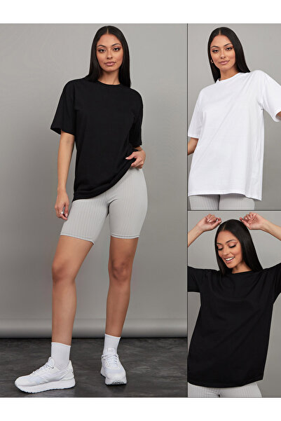 Styli عبوة من قطعتين - تي شيرت كبير الحجم من القطن الصلب