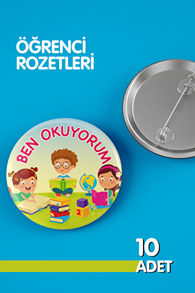 Varyant Öğrenci Rozet Seti - Ben Okuyorum - İğneli Buton Rozet Seti - Broş - ...