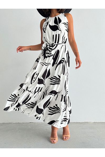 BEJNA Weißes ärmelloses Maxikleid – Damen, Neckholder
