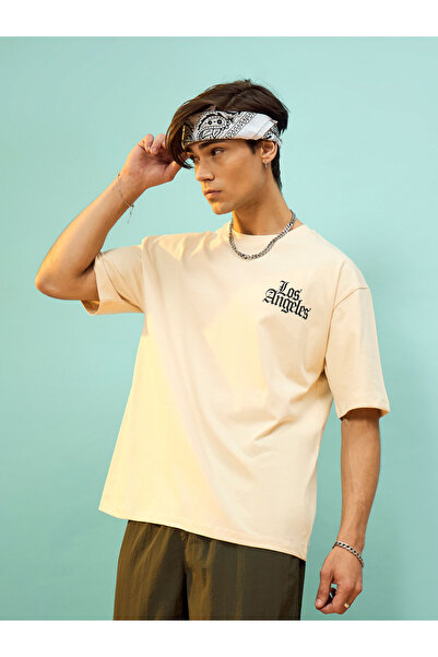 Mascln Sassafras By Styli Los Angeles Print Dropped Shoulder Oversized T-Shirt