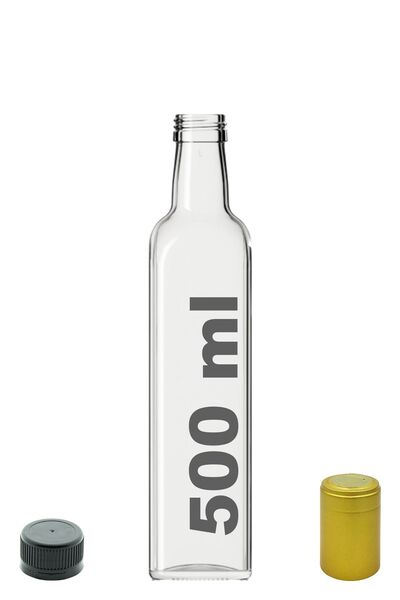 Afracam 500 مل ماراسكا شفافة - قارورة زجاجية فارغة مع قفل وغطاء للرأس وزاوية ...