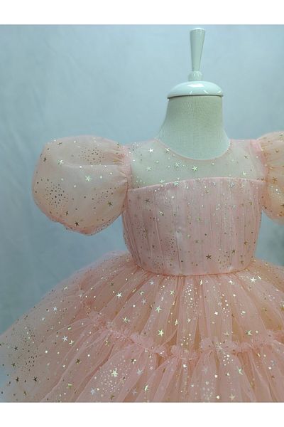 Kidstore Rochie cu volane din tul pentru fete cu model de stele