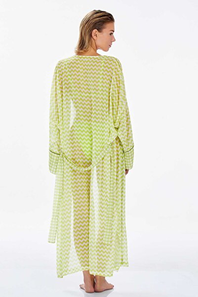 REMSA Mayo Üzerine Tek Pareo Kaftan Leysa Nady 6129 Neon Yeşili