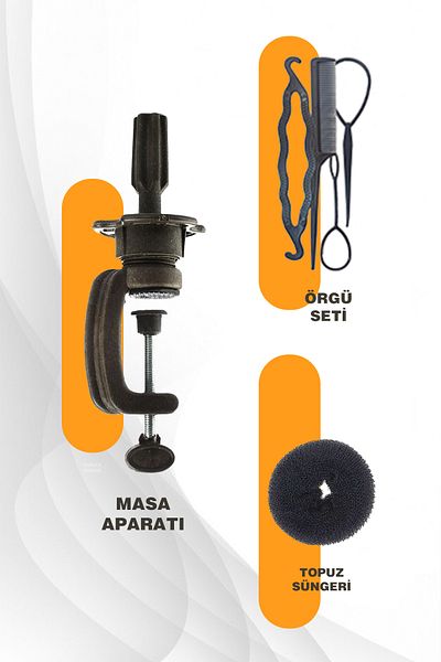 TAM TARZ Hairdresser Training Mannequin - Brown / Platinum + Table Apparatus + Knitting Set + Knob Sponge