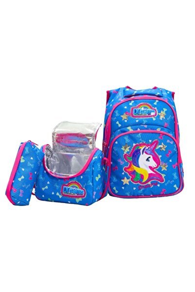 GÜZELYÜZ AVM 3'lü Okul Seti Kız Çocuk Sırt Çantası Seti Çanta Termoslu Beslenme Çantası Kalemlik Unicorn Model