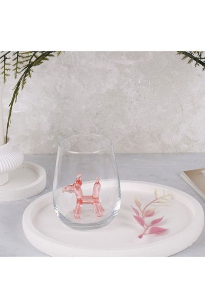 ADAMODART Single Water Cup with Pink Balloon Dog Figure