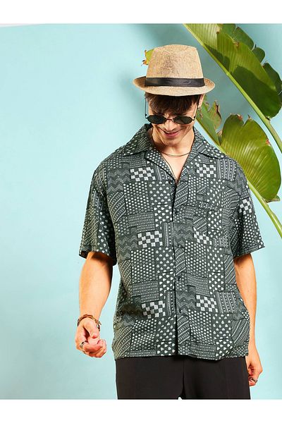 Mascln Sassafras By Styli Patchwork Print Relaxed Fit Shirt