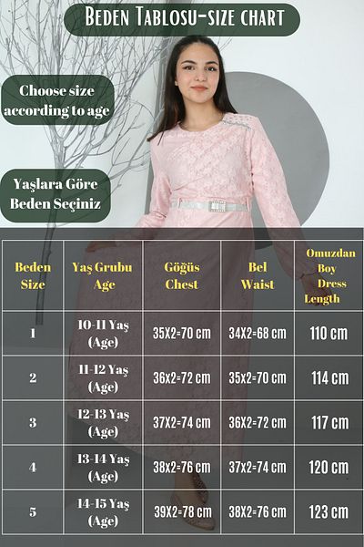 Asortik Kids Βραδινό φόρεμα για κορίτσια Guipure Hijab - Μακρύ και με φόδρα