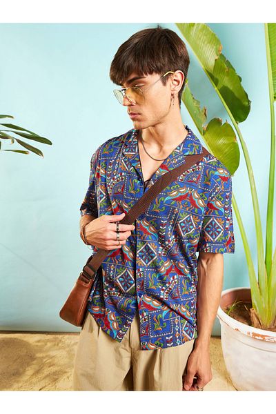 Mascln Sassafras By Styli Ethnic Print Relaxed Fit Shirt