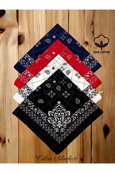 Fular Marketi 100% Cotton 4 Pieces Elegance Patterned Bandana E4class