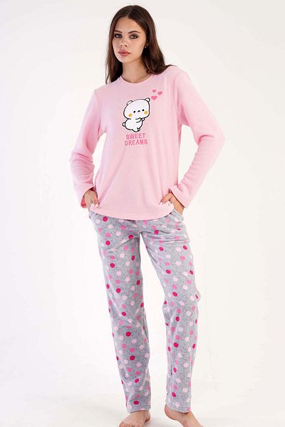 VİENETTA Fleece-Pyjama-Set für Damen – lange Ärmel, 304149