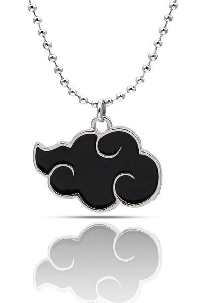 kolbi قلادة ناروتو أنيمي أكاتسوكي كلاود - أسود مينا - كرة فضية اللون مع سلسلة