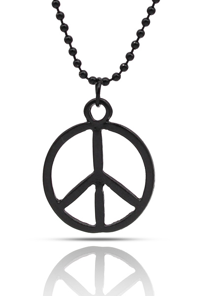 kolbi قلادة علامة السلام رمز السلام - مع سلسلة كروية سوداء