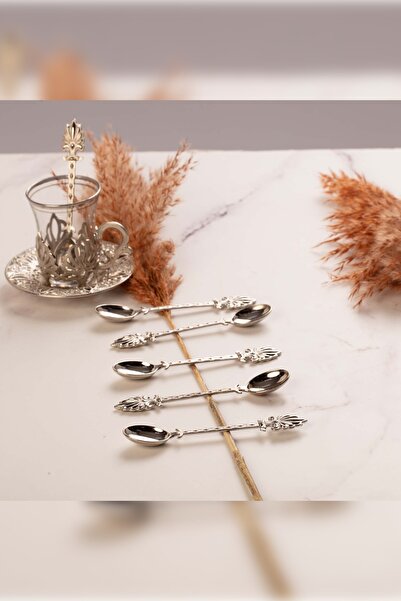 SİLVERLAND Decorative 6-Piece Teaspoon with Silver Motif