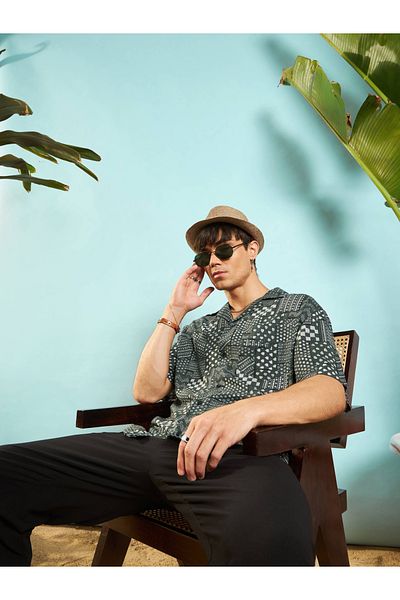 Mascln Sassafras By Styli Patchwork Print Relaxed Fit Shirt