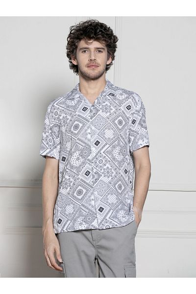 Dennis Lingo By Styli Bandana Print Casual Shirt with Button Placket