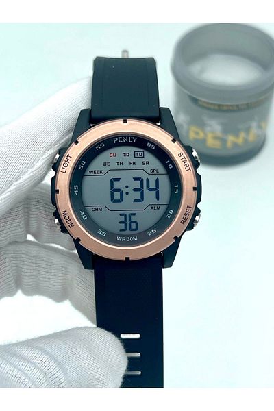 Penly 8106-11 SerIes Black DIgItal Waterproof WrIstwatch - IllumInated