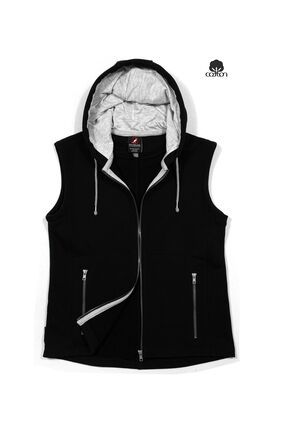 CottonLand Kad n LILY Kapu onlu Kal n Pamuk Sweat Yelek S YAH Fiyat Yorumlar Trendyol