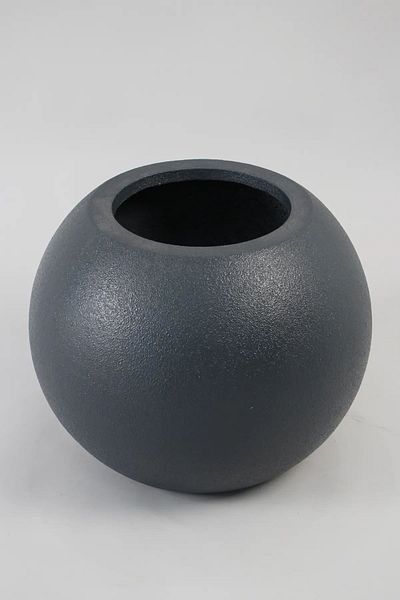 Yapay Çiçek Deposu Anthracite Gray Concrete Textured Large Size Globe Model Flower Pot