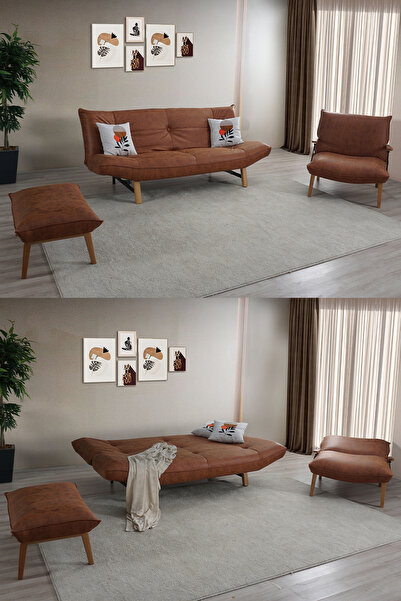 Eymense Galeni Puflu Yataklı Bahçe Balkon Oturma Odası Koltuk Takımı