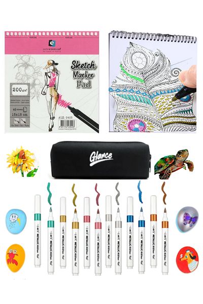 GLANCE Alex Schoeller Sketch Marker - 200g 15x15cm 40yp Spiral Acrylic Notebook Set of 6
