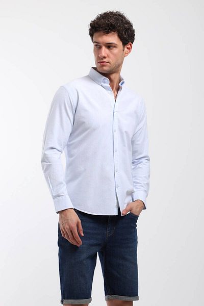 Keep Out Men's Thin Striped Shirt Blue