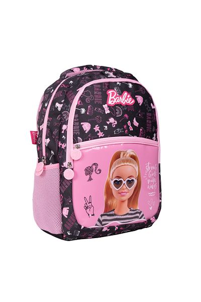 WİGGLE Barbie Large Size 3 Compartments Black-Pink Children's School Backpack