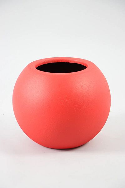 Yapay Çiçek Deposu Red Concrete Textured Large Size Fiber Flower Pot - Globe Model