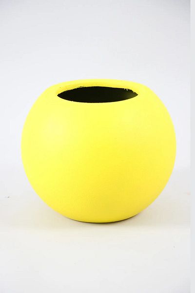 Yapay Çiçek Deposu Yellow Concrete Texture - Large Size Fiber Flower Pot Globe Model