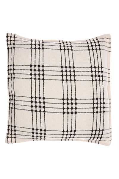TUNCAY TEKSTİL Set of 2 Black Linen Throw Pillow Covers - 4 Combs