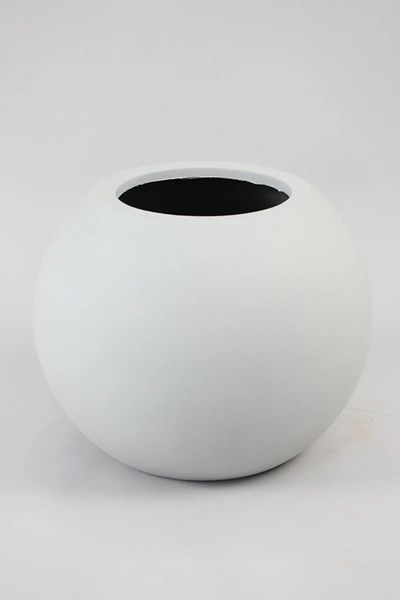 Yapay Çiçek Deposu Light Gray Concrete Textured Medium Size Fiber Globe Model Flower Pot