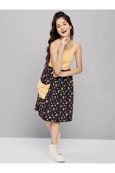 Stylo Bug By Styli Striped Printed Strappy A-Line Dress