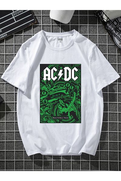 MODADEER Unisex μπροστινό μπλουζάκι με στάμπα Acdc Oversize