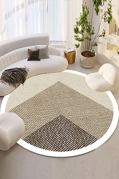 Chilai Home Javole Bej Çap Dekoratif Halı Djt