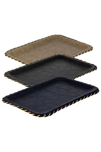 Tria 1 Brown Handmade Cornered Leather Tray - 20x30 Cm