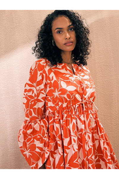 Sassafras By Styli Floral Print Empire Tie Waist Skater Mini Dress