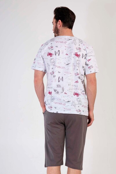 VİENETTA Men's Capri Pocket Short Sleeve Pajama Set - 212272