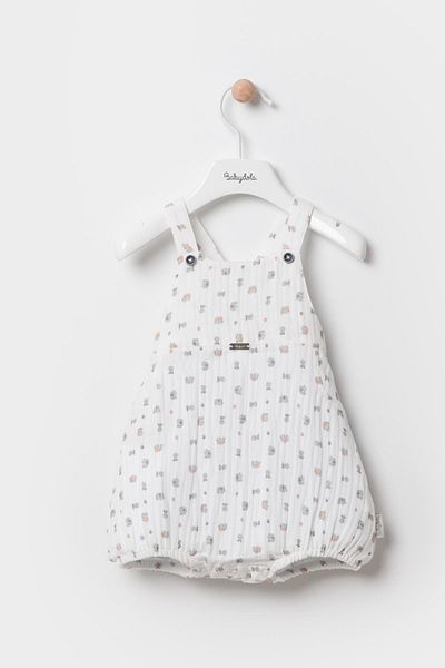 Babydola Printed Basic T-shirt Jumpsuit Salopet 2 Piece Set Ecru 12845