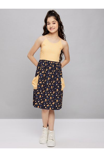 Stylo Bug By Styli Striped Printed Strappy A-Line Dress