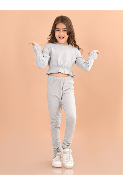 LilPicks By Styli Frill Hem Crop Top & Leggings Set