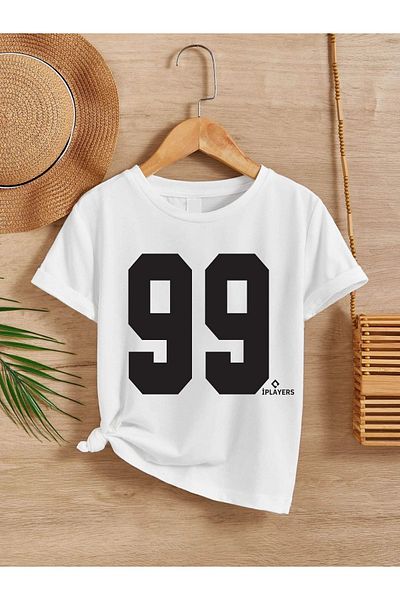 VASK Unisex Άνετο Παιδικό μπλουζάκι από βαμβακερό εμπριμέ λευκό