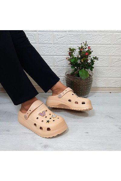 Sonimix 12901 Model Beige Stone Thick Soled Slippers