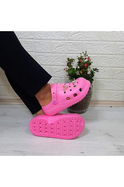 Sonimix 12901 Model - Pink Stone Detailed Thick Sole Slippers