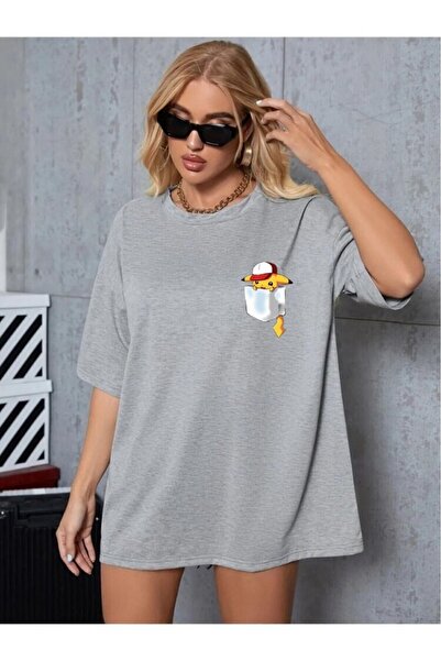 oneagılyazı تي شيرت بيكاتشو مطبوع للجنسين مقاس كبير