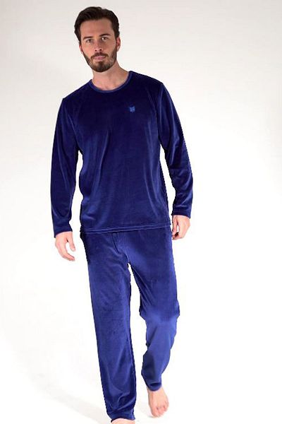 VİENETTA Men's Velvet Long Sleeve Pajama Set - 306003