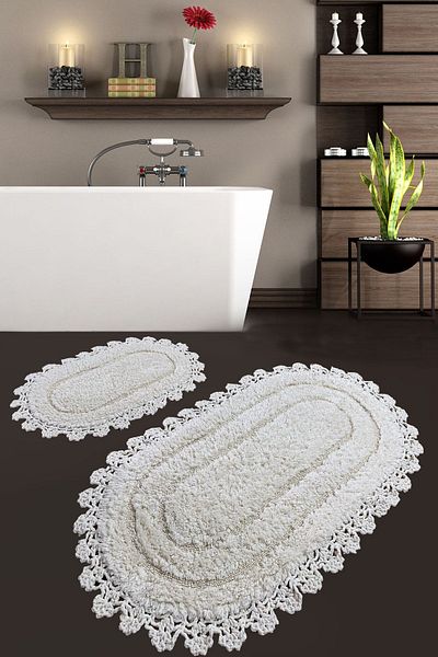 Chilai Home Σετ χαλιών μπάνιου Regnum Ecru Cotton 2 τεμ