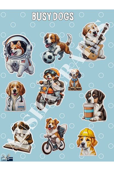 ANSHA CRAFTS مجلة رصاصة "Busy Dogs" - مجموعة ملصقات جدول الأعمال والمخطط - للكمبيوتر المحمول والكمبيوتر اللوحي والهاتف