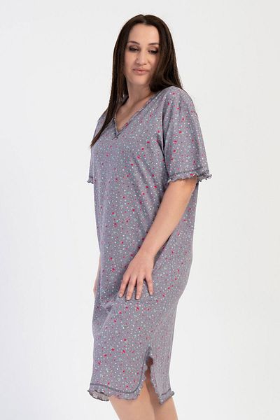 VİENETTA Cotton Women's Plus Size V-Neck Short Sleeve Nightdress 
 , 311096