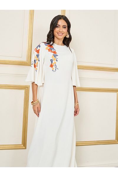 Styli Floral Embroidered A-Line Maxi Dress